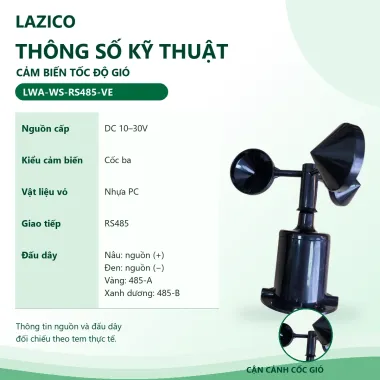 Cảm biến tốc độ gió LWA-WS-RS485-VE – cốc ba, RS485 Modbus