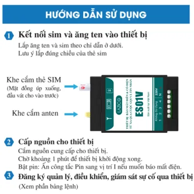 ES01V – Bộ cảnh báo mất điện 1 pha 220V qua cuộc gọi và tin nhắn SIM
