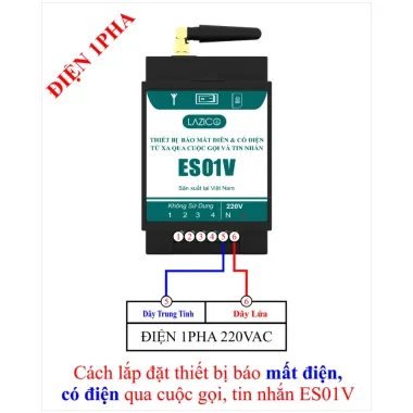 ES01V – Bộ cảnh báo mất điện 1 pha 220V qua cuộc gọi và tin nhắn SIM