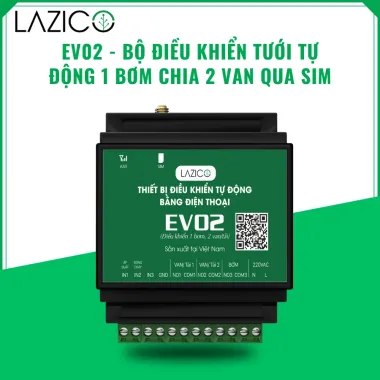 EV02 – Bộ điều khiển 1 bơm 2 van qua SIM, tự ngắt bơm khi sự cố