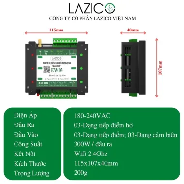 EW03 – Bộ điều khiển từ xa qua WiFi, giám sát nhiệt độ, độ ẩm, xử lý sự cố, 3 đầu ra mở rộng đến 35