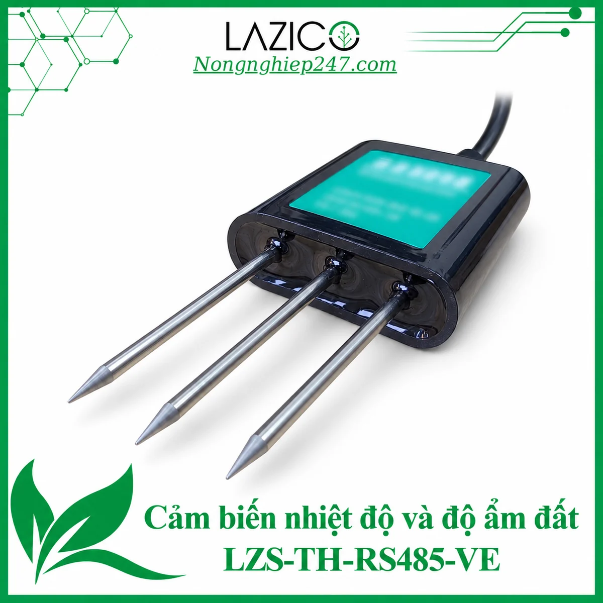 Cảm biến nhiệt độ, độ ẩm đất LZS-TH-RS485-VE – đầu dò 3 kim, RS485