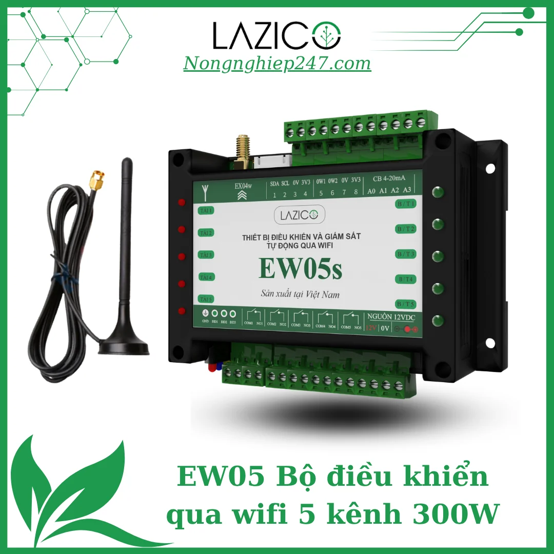 EW05s – Bộ điều khiển từ xa WiFi, hỗ trợ cảm biến 4–20mA, tự động bật/tắt theo giá trị cảm biến