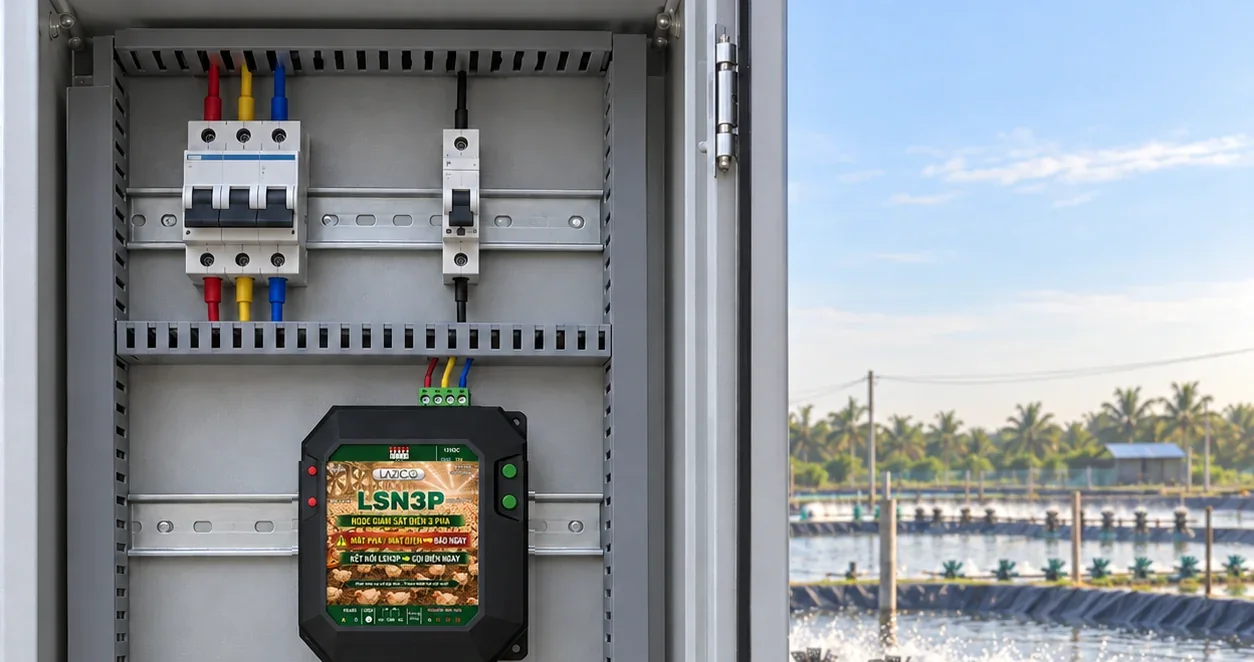 LSN3P trong tủ điện quạt nước ao tôm
