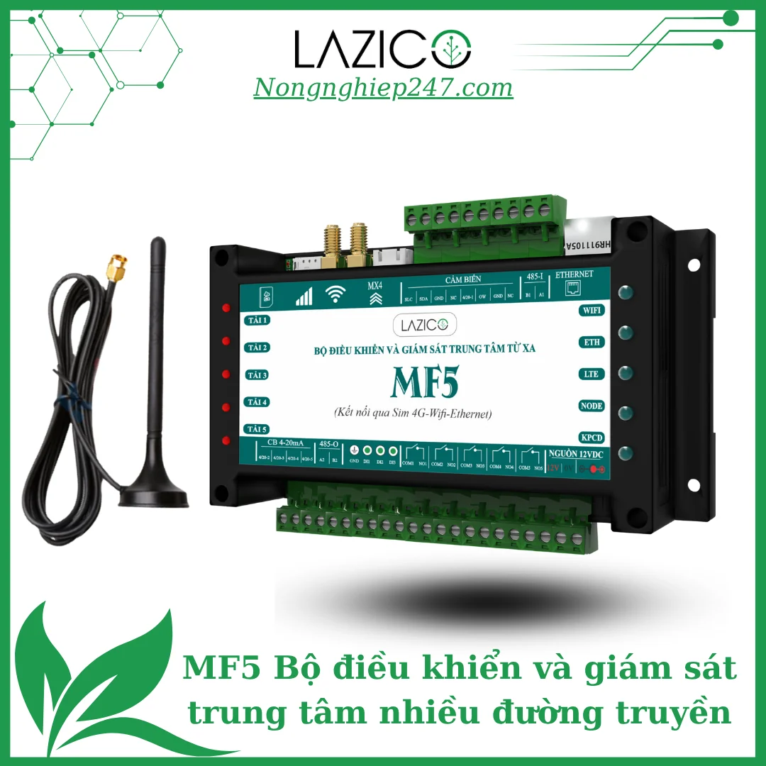 MF5 - Bộ điều khiển và giám sát trung tâm nhiều đường truyền (wifi, ethernet, 4G)
